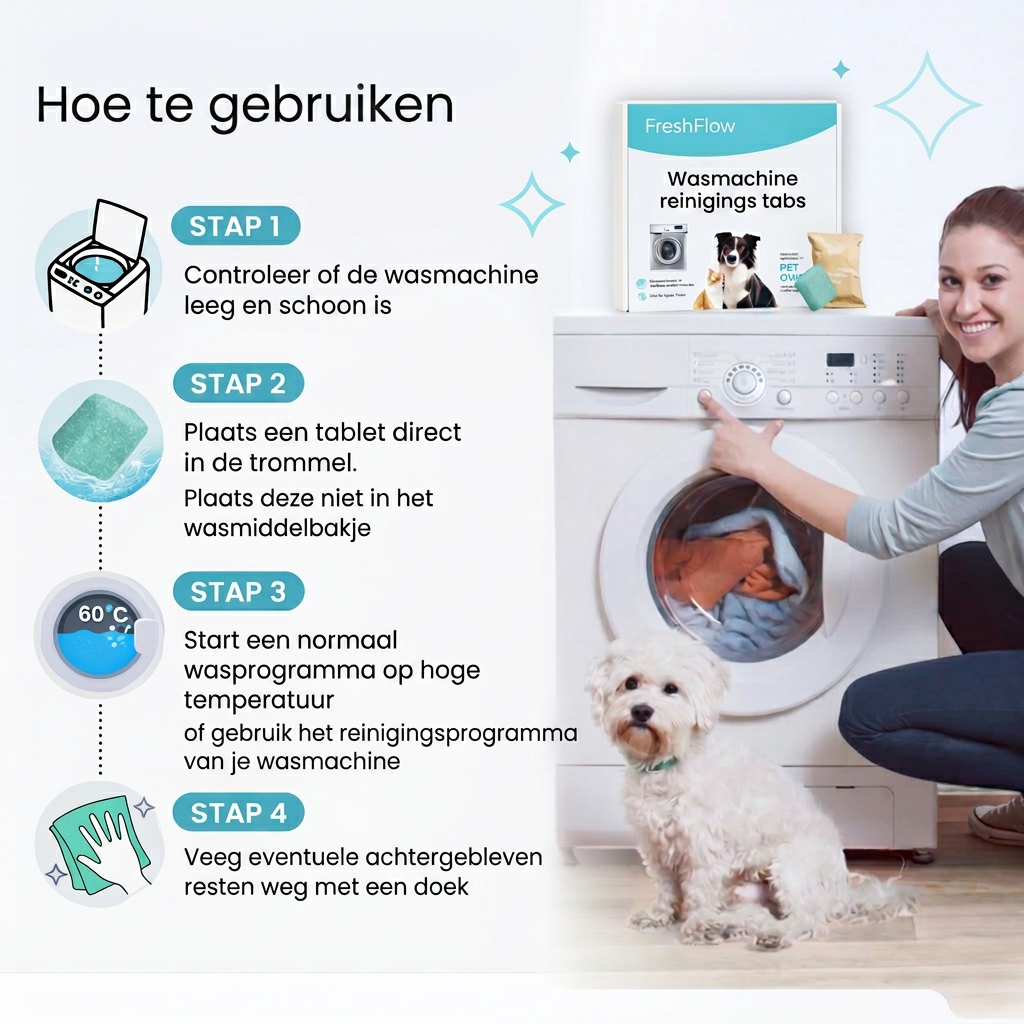 FreshFlow - Wasmachine reinigingstabletten