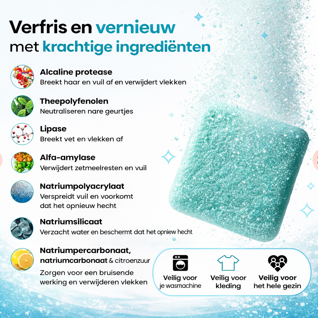FreshFlow - Wasmachine reinigingstabletten