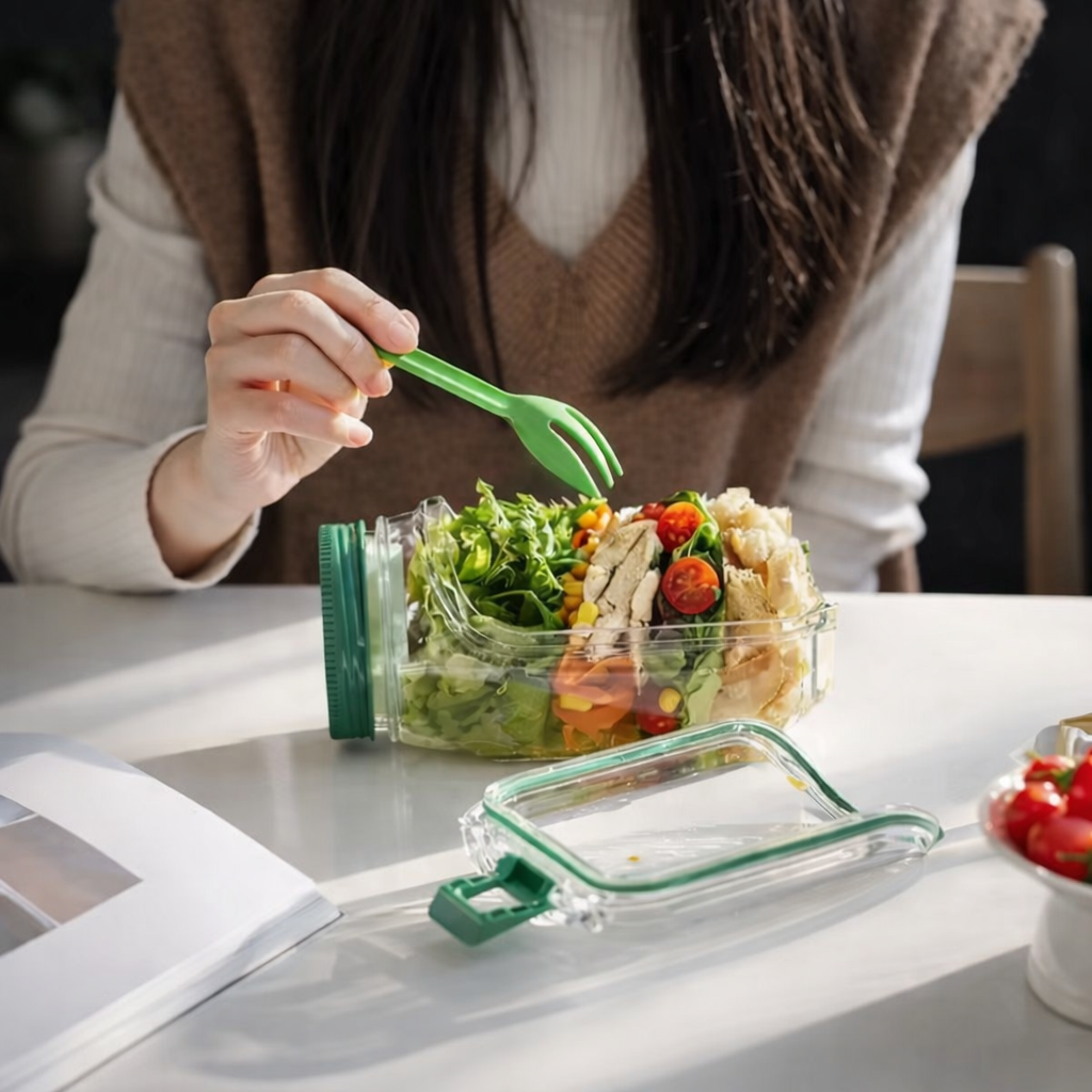 Saladbox – Lekvrij, transparant & perfect voor onderweg